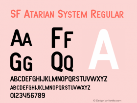 SF Atarian System Regular ver 1.0; 1999. Freeware. Font Sample