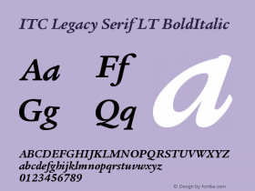 ITC Legacy Serif LT BoldItalic Version 006.000图片样张