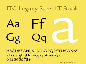 ITC Legacy Sans LT Book Version 006.000 Font Sample