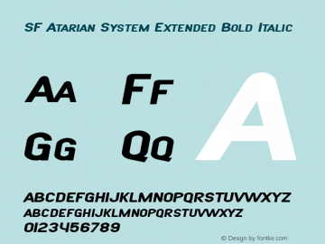 SF Atarian System Extended Bold Italic 1.0 Font Sample