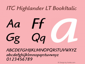 ITC Highlander LT BookItalic Version 006.000图片样张