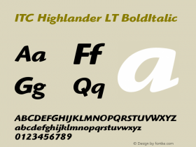 ITC Highlander LT BoldItalic Version 006.000图片样张