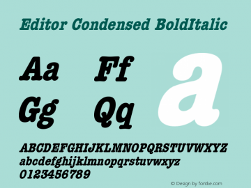 Editor Condensed BoldItalic Version 001.000图片样张