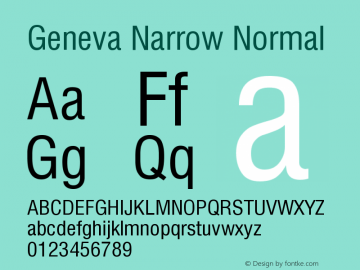 Geneva Narrow Normal Version 001.000 Font Sample