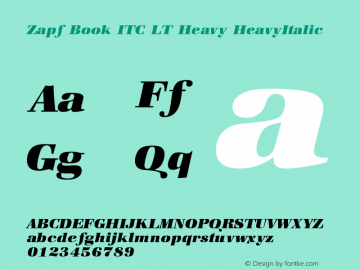 Zapf Book ITC LT Heavy HeavyItalic Version 2.0 Font Sample