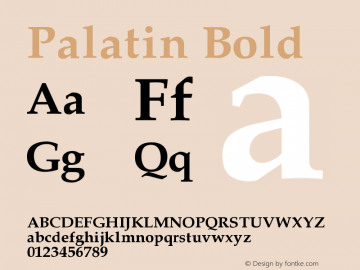 Palatin Bold Version 001.000 Font Sample