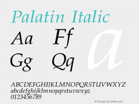Palatin Italic Version 001.000 Font Sample