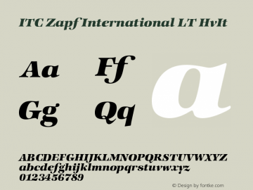 ITC Zapf International LT HvIt Version 001.000 Font Sample