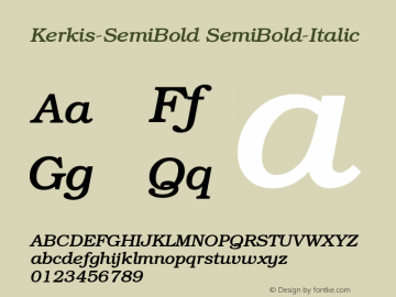 Kerkis-SemiBold SemiBold-Italic Version 001.000 Font Sample