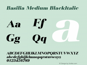 Basilia Medium BlackItalic Version 1.0 Font Sample