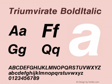 Triumvirate BoldItalic Version 1.0 Font Sample