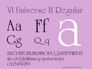 VI Universe H Regular Altsys Fontographer 4.1 8/29/98 Font Sample