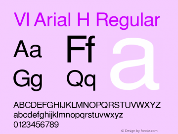 VI Arial H Regular Altsys Fontographer 4.1 8/22/98 Font Sample