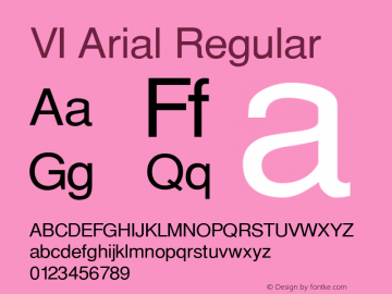 VI Arial Regular 1999; 2.0, initial release图片样张