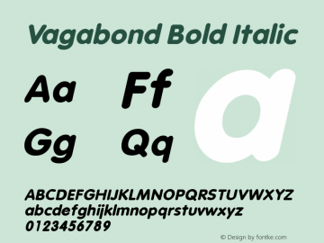 Vagabond Bold Italic W.S.I. Int'l v1.1 for GSP: 6/20/95 Font Sample