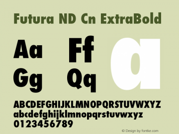 Futura ND Cn ExtraBold Version 001.001 Font Sample
