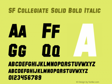 SF Collegiate Solid Bold Italic 1.0图片样张