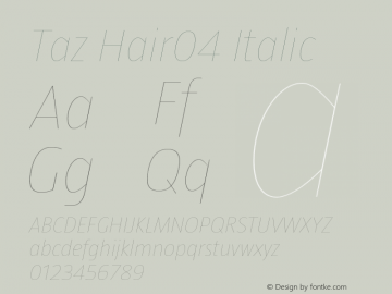 Taz Hair04 Italic OTF 3.001;PS 003.000;Core 1.0.34 Font Sample