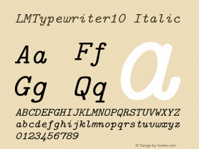 LMTypewriter10 Italic Version 0.92 Font Sample