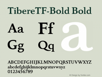 TibereTF-Bold Bold Version 004.460 Font Sample
