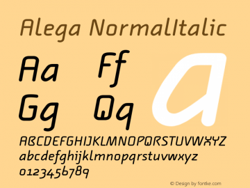 Alega NormalItalic Version 001.001 Font Sample