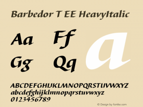 Barbedor T EE HeavyItalic Version 001.004 Font Sample