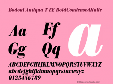 Bodoni Antiqua T EE BoldCondensedItalic Version 001.005 Font Sample