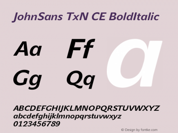 JohnSans TxN CE BoldItalic Version 001.000 Font Sample