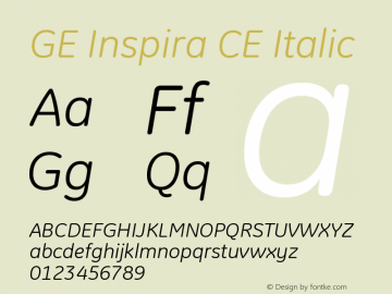 GE Inspira CE Italic Version 001.000 Font Sample
