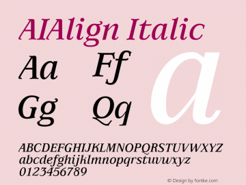 AIAlign Italic Version 001.000 Font Sample