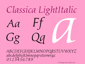 Classica LightItalic Version 001.000图片样张
