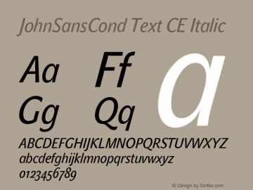 JohnSansCond Text CE Italic Version 001.000图片样张