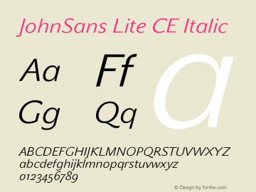 JohnSans Lite CE Italic Version 001.000 Font Sample