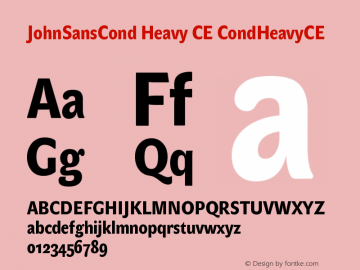 JohnSansCond Heavy CE CondHeavyCE Version 001.000 Font Sample
