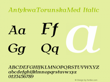 AntykwaTorunskaMed Italic Version 2.08 Font Sample