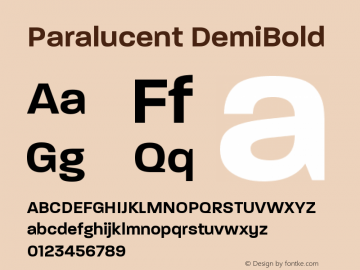 Paralucent DemiBold Version 001.000 Font Sample