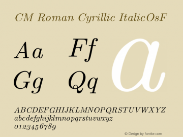 CM Roman Cyrillic ItalicOsF Version 001.001 Font Sample