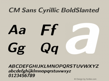 CM Sans Cyrillic BoldSlanted Version 001.001 Font Sample
