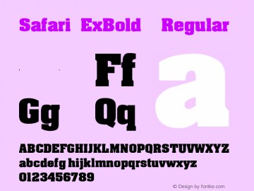 Safari ExBold Regular Unknown Font Sample