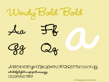 WendyBold Bold Version 001.000 Font Sample