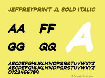 JeffreyPrint JL Bold Italic version 1.00图片样张