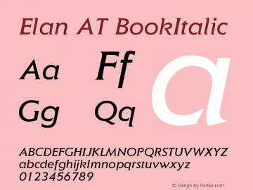 Elan AT BookItalic Version 1.0图片样张