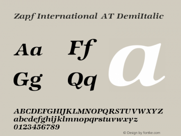Zapf International AT DemiItalic Version 001.000 Font Sample