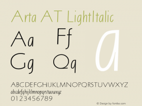 Arta AT LightItalic Version 001.000图片样张