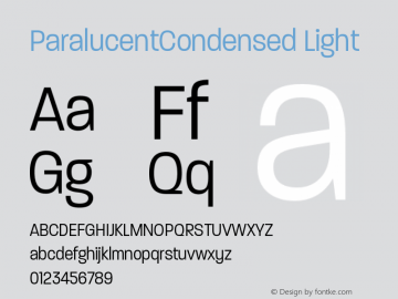 ParalucentCondensed Light Version 001.000 Font Sample