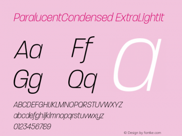 ParalucentCondensed ExtraLightIt Version 001.000图片样张