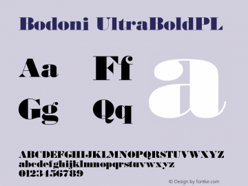 Bodoni UltraBoldPL Version 001.000 Font Sample