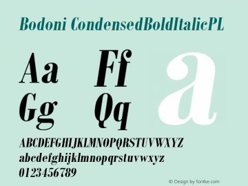 Bodoni CondensedBoldItalicPL Version 001.000图片样张