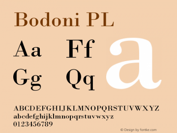 Bodoni PL Version 001.000 Font Sample