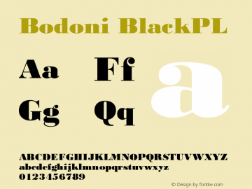 Bodoni BlackPL Version 001.000 Font Sample